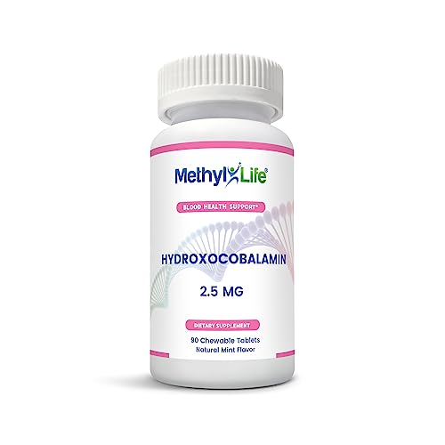 Methyl-Life B12 Hydroxocobalamin (2.5 mg) - Professional Grade, Pharmaceutical Strength, Active Formula - 3-Month Supply, Chewable Tablets.