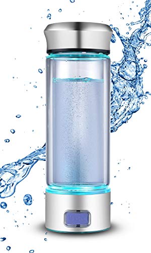 "Water Ionizer Bottle with SPE PEM Technology - Hydrogen Generator Glass Water Bottle"