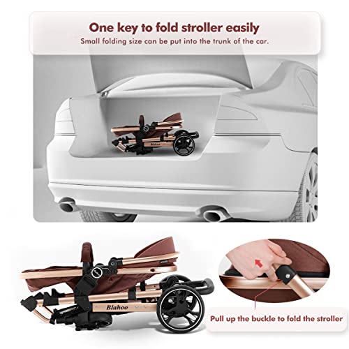 Baby Stroller, Bassinet Stroller,Foldable Aluminum, Adjustable Backrest,Adjustable Direction