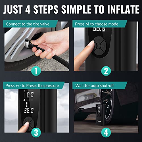 Tire Inflator Portable Air Compressor 20000 mAh Air Pump for Car Tires-150 PSI Electric Tire Inflation-Cordless Tire Pump with Pressure Gauge Emergency Light for Motor