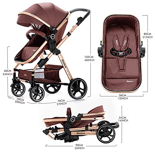 Baby Stroller, Bassinet Stroller,Foldable Aluminum, Adjustable Backrest,Adjustable Direction