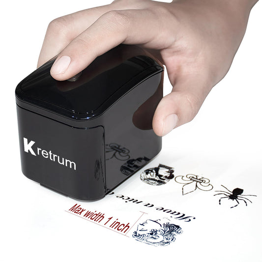 Kretrum Mini Tattoo Printer - Portable, Handheld Wireless WiFi Printer - Compatible with iOS & Android APP for DIY Custom Temporary Tattoos, Logos, QR Codes, Barcodes, Labels, and Photos - Color: Black