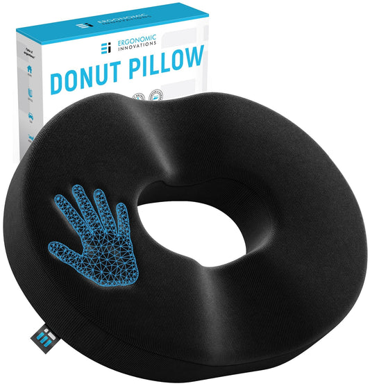 "Memory Foam Donut Cushion for Tailbone and Hemorrhoids Pain Relief - Ideal Postpartum, Pregnancy, and Surgery Support Pillow for Comfortable Sitting"